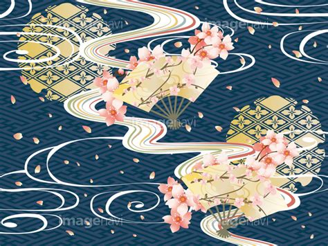 【和柄と波と桜の背景素材】の画像素材(31358724) | イラスト素材ならイメージナビ