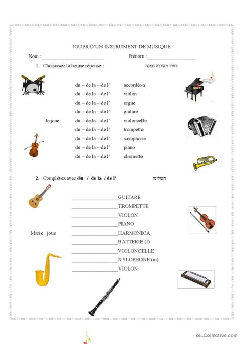 jouer d un instrument de musique français fle fiches pedagogiques pdf and doc