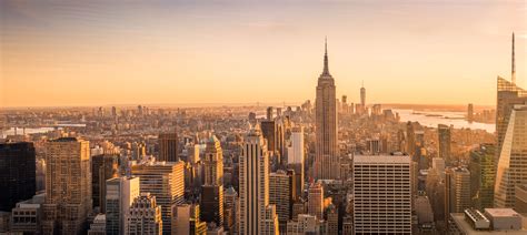 New York City Skyline Panorama At Sunset Fkd