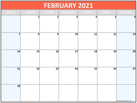 Free printable february 2021 calendar templates with american holidays in pdf, jpg formats. February 2021 blank calendar collection.