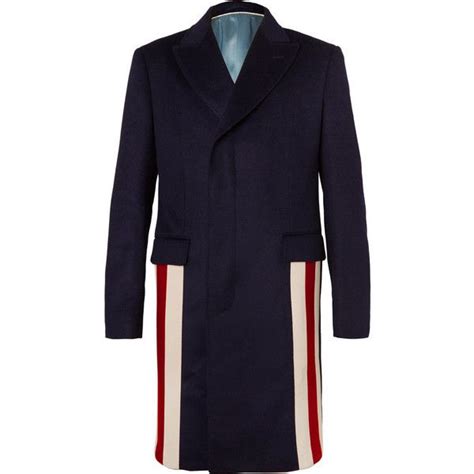 Gucci Stripe-Trimmed Cashmere and Wool-Blend Coat ($5,500) liked on gambar png
