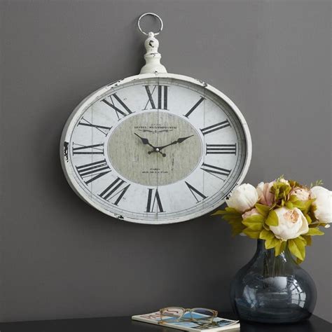 Grayson Lane Large White Roman Numeral Wall Clock With Finial 18 X 16