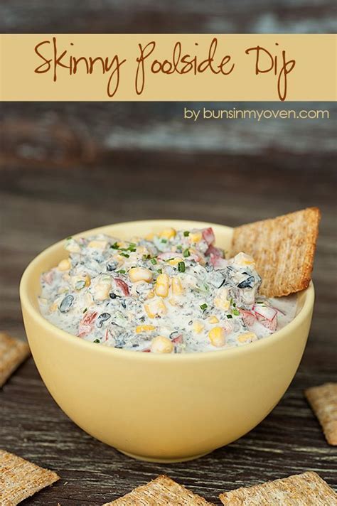 1 red pepper 2 jalapenos (unseeded) 1 can of corn 1/2 can diced olives 16 oz cream cheese (softened). Skinny Poolside Dip #skinny #healthy #dip #ideas #lowcarb ...