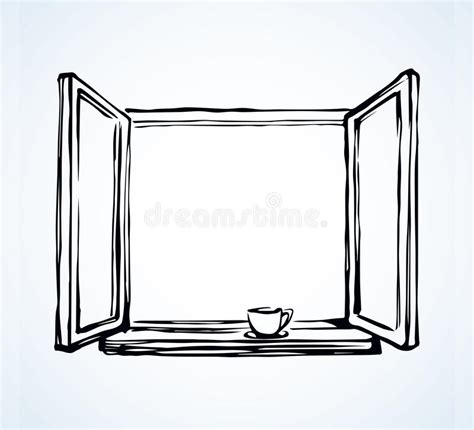 Open Window Vector Drawing Stock Vector Illustration Of Icon