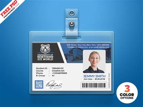College Id Card Template Psd Professional Sample Template