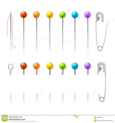 Sewing Needles Or Pin Set Vector Stock Vector Illustration Of Fabric