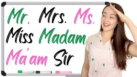 Titles And Names In English Mr Mrs Ms Miss Madam Maam