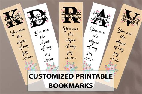 Printable Personalized Bookmarks Digital Custom Text Etsy