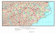 Laminated Map - Large detailed administrative map of North Carolina ...