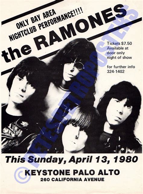 The Ramones Vintage Concert Poster Keystone Palo Alto 1980 Etsy