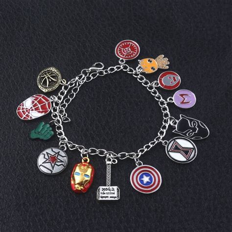 10pcslot Avengers Thor Hammer Charm Bracelets Ironman Captain America
