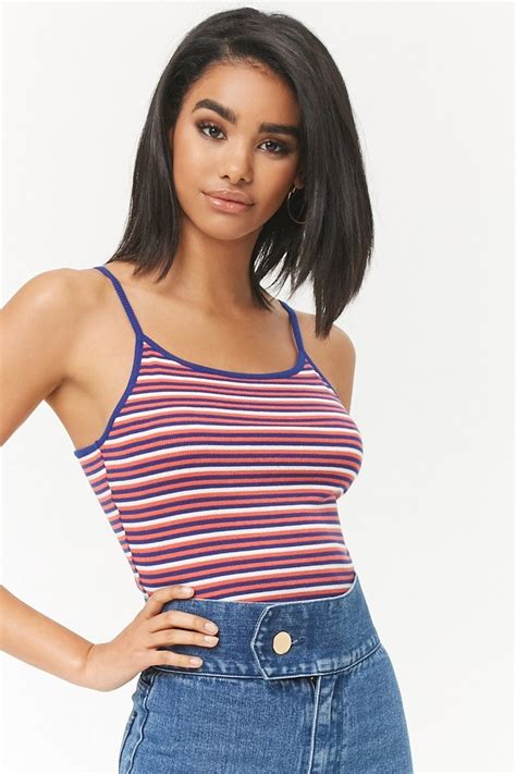 Shop Multicolor Striped Cropped Cami For Women From Latest Collection At Forever 21 509069