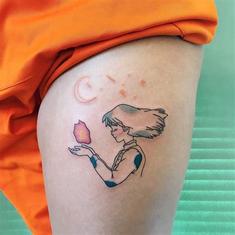 Anime Girl Tattoo On The Leg