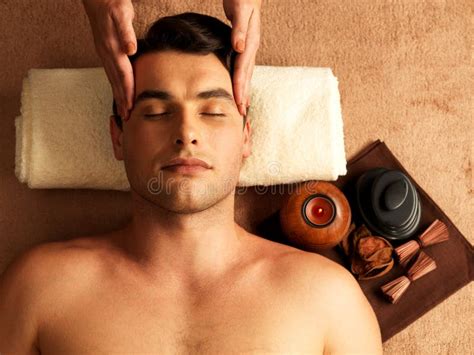 Man Having Head Massage In The Spa Salon Stock Image Image Of Lying Head 29257865