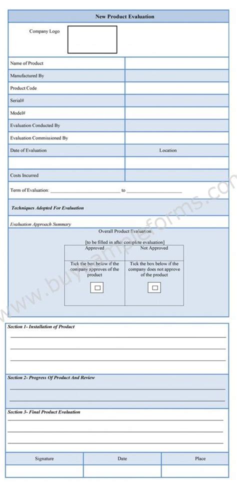 New Product Evaluation Form Template Ms Word Format