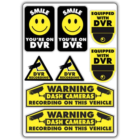 Dvr Dash Cam Warning Sticker Set Car Insurance Decal Cctv Ebay