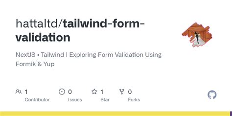 Github Hattaltdtailwind Form Validation Nextjs • Tailwind