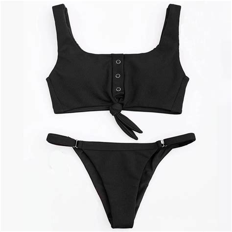 Sexy Bikini Set 2018 New Bathing Suit Women Two Piece Swimsuit Black Padding Swimwear Brazilian