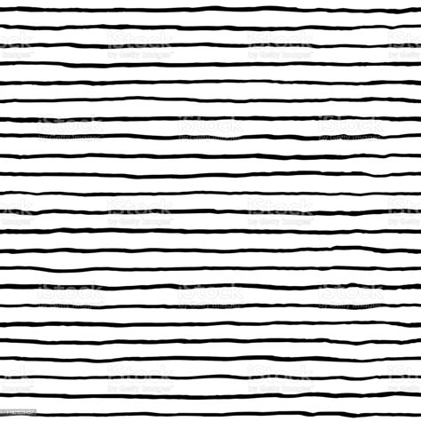 Hand Drawn Stripe Seamless Pattern Doodle Black And White Lines