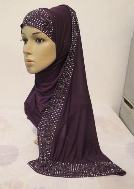 H1041a Latest Muslim Amira Rhinestones Hijab With Shawlfree Shipping