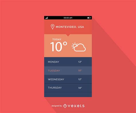 Mobile weather forecast interface design - Vector download