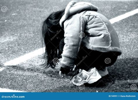 Crouching Girl Stock Image Image Of Street Brunette Girl 94991