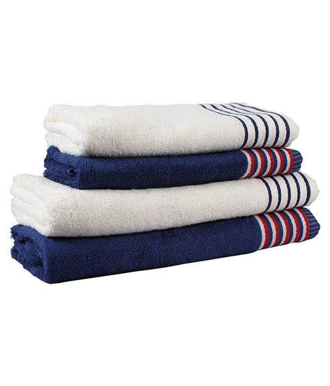 Anchor navy blue premium beach towel, 100% cotton soft large turkish bath towel. Trident White & Navy Blue Candy Strips 4 Pcs Couple Bath ...