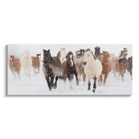 The Stupell Home Decor Collection Horses Herd Foggy Winter Day Running