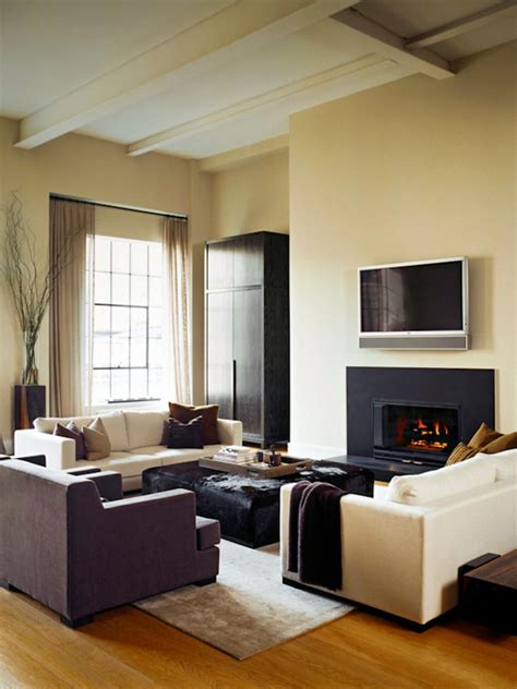 Neutral Contemporary Living Room With Black Fireplace Hgtv