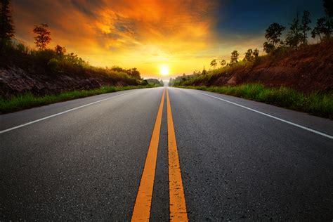 Sunrise Sunset Road Hd Nature 4k Wallpapers Images Backgrounds