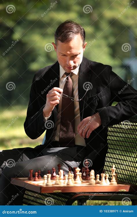 Businessman Playing Chess Stock Image Image Of Sport 10338971