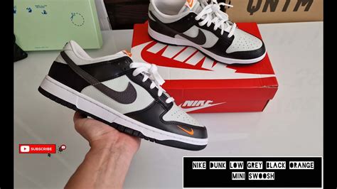 Nike Dunk Low Grey Black Orange Mini Swoosh On Feet And Check Nice