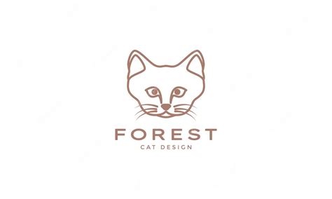 Premium Vector Cute Head Animal Forest Cat Lines Logo Symbol Vector