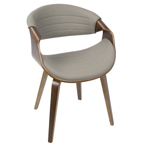 Symphony Mid Century Modern Diningaccent Chair In Walnut Wood And Grey