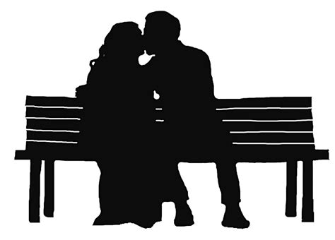 Couple Sitting On Bench Silhouette Banch Hkw