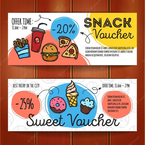 Premium Vector Discount Coupons For Fast Food And Desserts