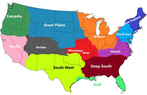 Contiguous United States Cultural Regions Based Off Of My Opinion