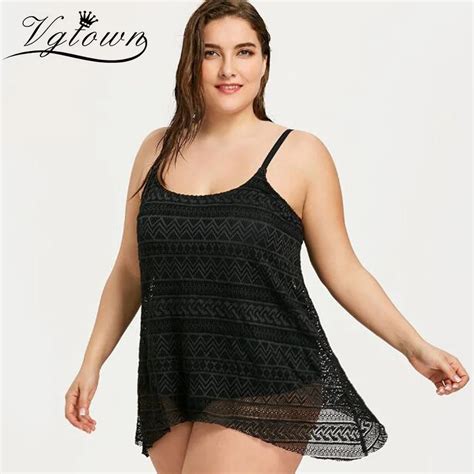 Vgtown 2pcs Bikini Plus Size 4xl Swimwear Black Lace Tankinis Top With Shorts Swimsuit Women