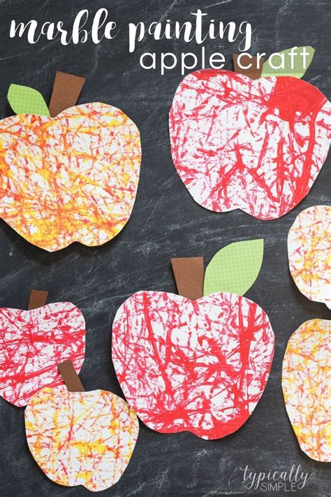 Marble Painting Apple Craft Apple Craft Fall Crafts Diy Fall Crafts