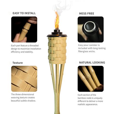 Onethatch® Tiki Torch Weathered Artificial Bamboo Tiki Torch