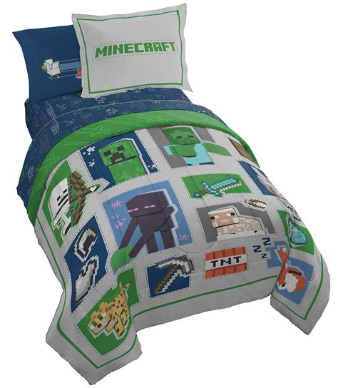 Buy Minecraft Patchwork Mobs 5 Piece Twin Bed Set Includes Comforter