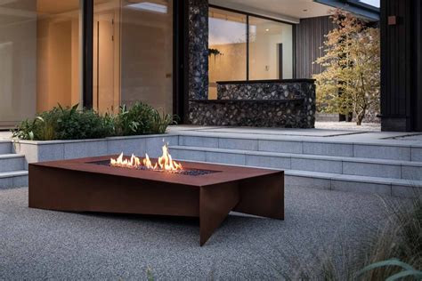 Fold 72 Corten Modern Gas Fire Table Modern Outdoor Patio Outdoor