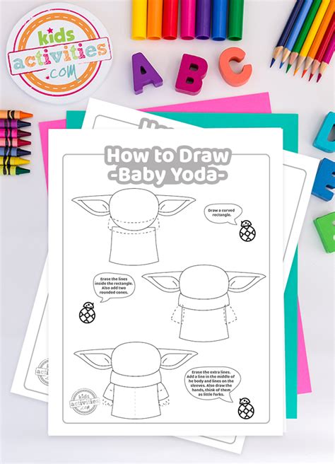 Easy Step By Step How To Draw Baby Yoda Tutorial You Can Print Kids
