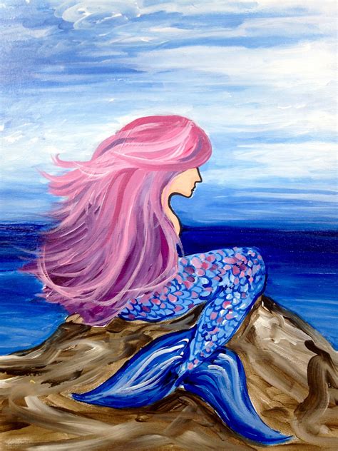 A Mermaid At Heart Mermaid Painting Mermaid Canvas Mermaid