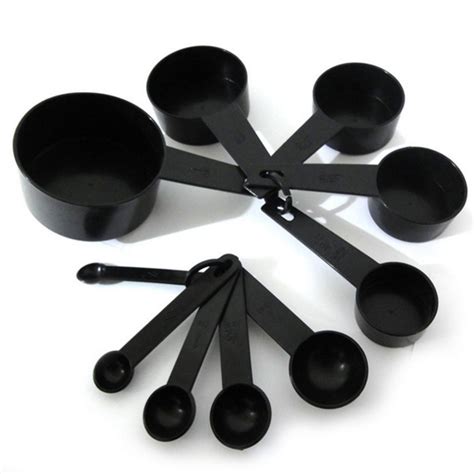 Kitchen Measuring Tool 10pcs Black Color Measuring Cups And Measuring ...