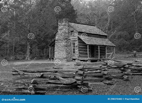 John Oliver Cabin In Cades Cove In Black And White Stock Image Image