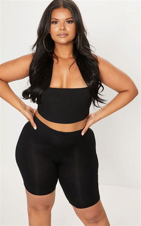 plus black basic cycle shorts plus size outfits curvy girl fashion curvy outfits