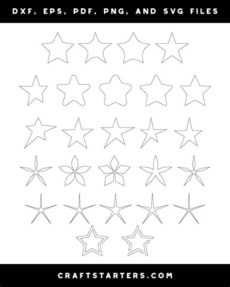 5 Point Star Outline Patterns Dfx Eps Pdf Png And Svg Cut Files