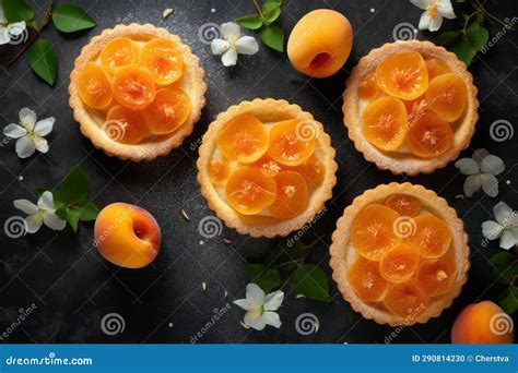 Rustic Apricot Tartelettes Lay Out Top View Fruit Background Stock Illustration Illustration