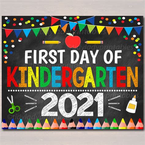 First Day Of Kindergarten 2021 Printable Back To School Etsy